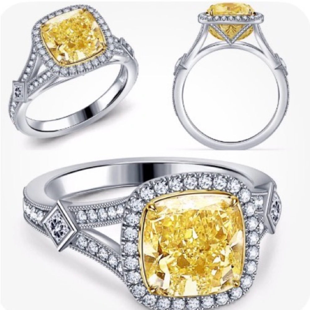 Princess Catherine Elegant Yellow Topaz Silver Ring Size 6